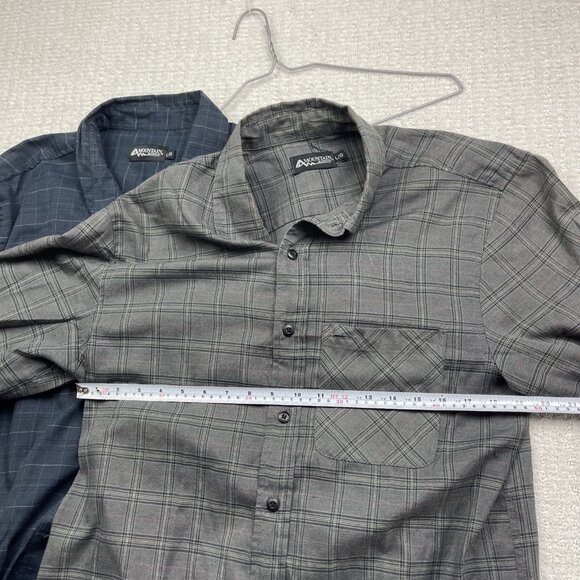 Lot x2 Mountain Ridge Button Up Shirt Mens L Blue & Grey Plaid Long Sleeve - Picture 7 of 10